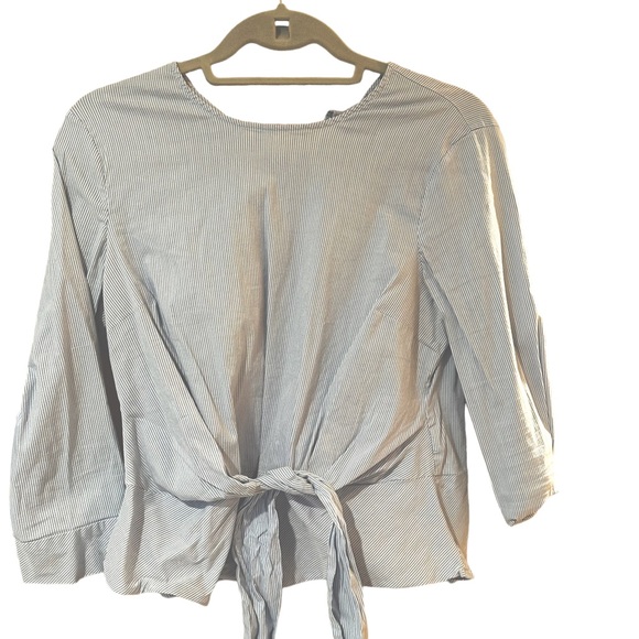 Zara Cotton Poplin Stretch Tie Top. Size M - Picture 2 of 4